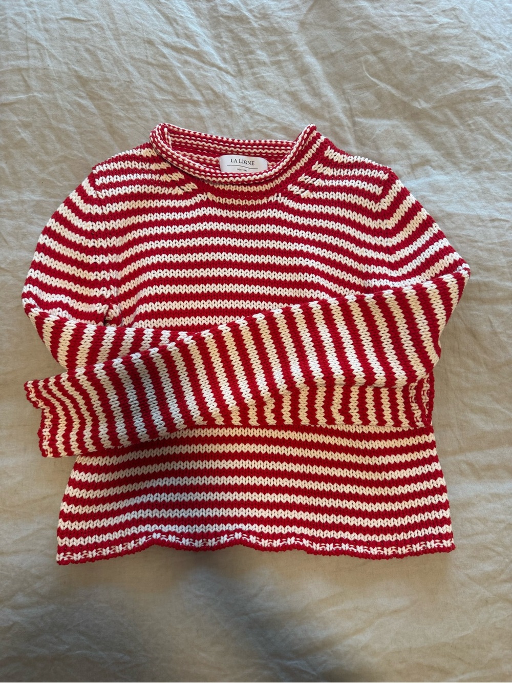 La Ligne Red and White Striped Crewneck Sweater